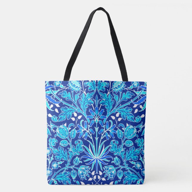 William Morris Hyacinth Print, Navy & Cobalt Blue Tote Bag (Front)