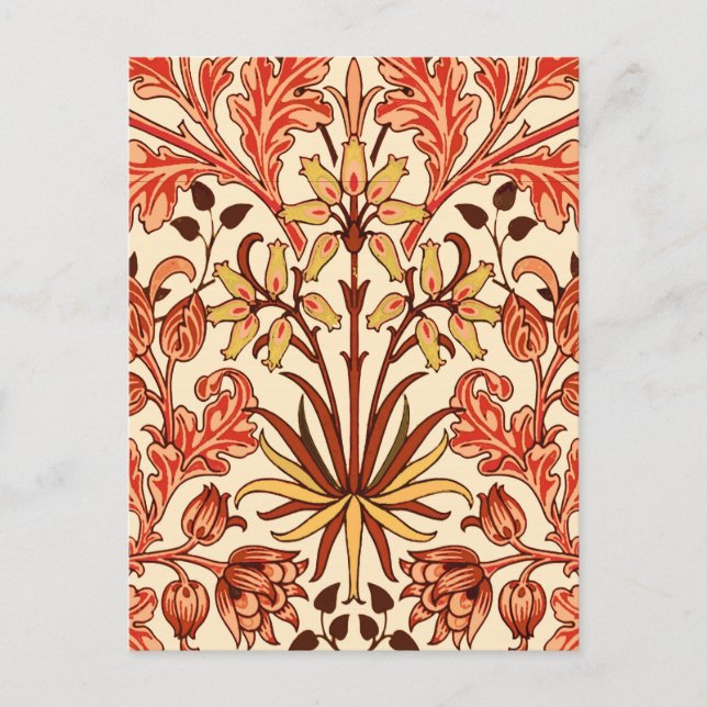 William Morris Hyacinth Print, Orange and Rust Postcard (Front)
