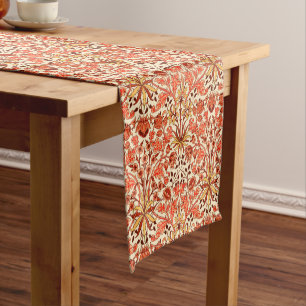 William Morris Hyacinth Print, Orange and Rust Short Table Runner
