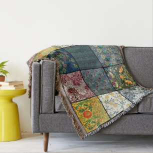 William * Morris II Art Nouveau Quilt Patch Throw Blanket