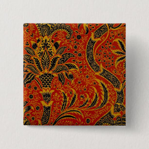 William Morris India Red Floral 15 Cm Square Badge