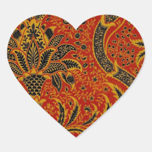 William Morris India Red Floral Heart Sticker