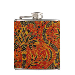 William Morris India Red Floral Hip Flask