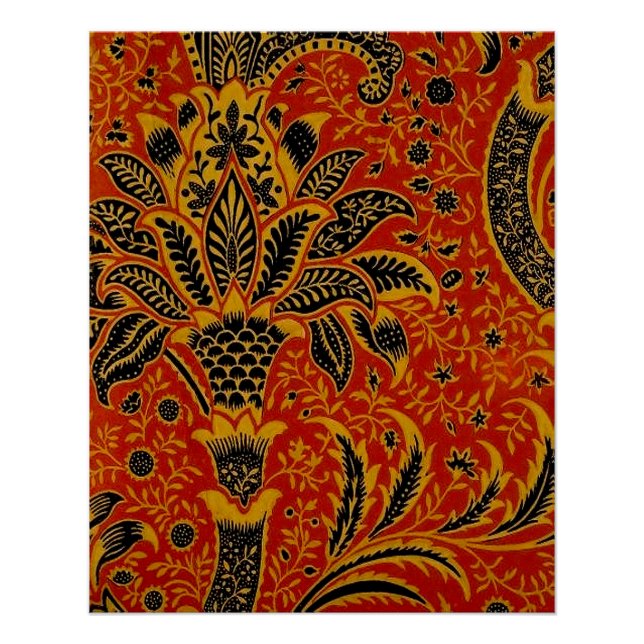 William Morris India Red Floral Poster (Front)