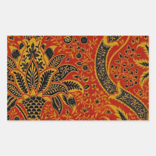 William Morris India Red Floral Rectangular Sticker