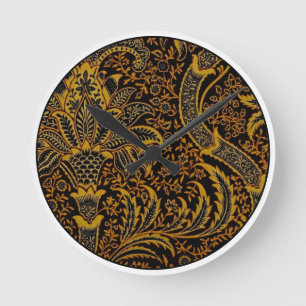 William Morris India Red Floral Round Clock