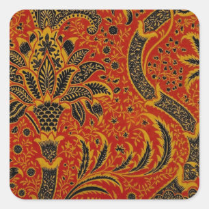 William Morris India Red Floral Square Sticker