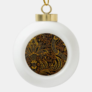 William Morris India Red Floral Vintage Classic Ceramic Ball Christmas Ornament