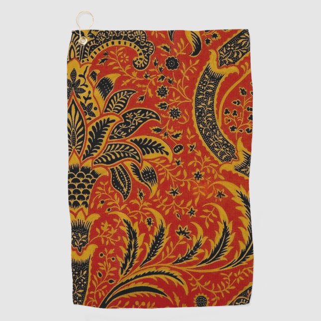William Morris India Red Floral Vintage Classic Golf Towel (Front)