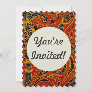 William Morris India Red Floral Vintage Classic Invitation
