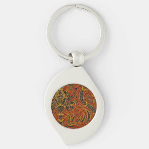 William Morris India Red Floral Vintage Classic Key Ring