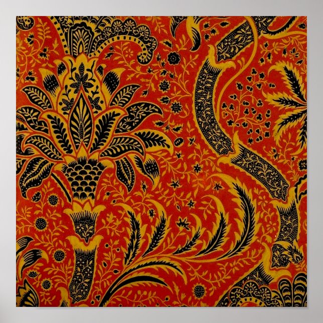 William Morris India Red Floral Vintage Classic Poster (Front)