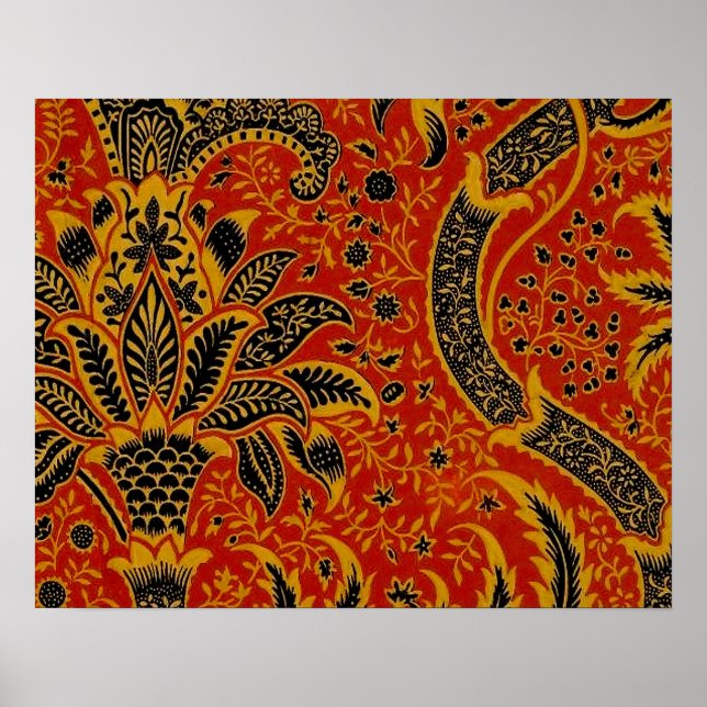 William Morris India Red Floral Vintage Classic Poster (Front)