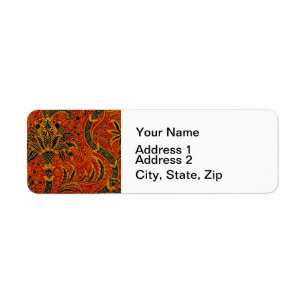 William Morris India Red Floral Vintage Classic Return Address Label
