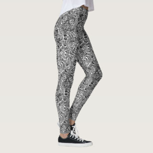 William Morris Indian, Black and White Leggings