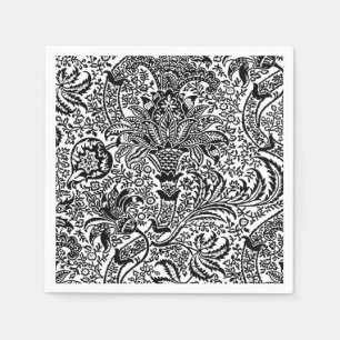 William Morris Indian, Black and White Napkin