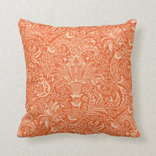 William Morris Indian, Coral Orange and Peach Cushion