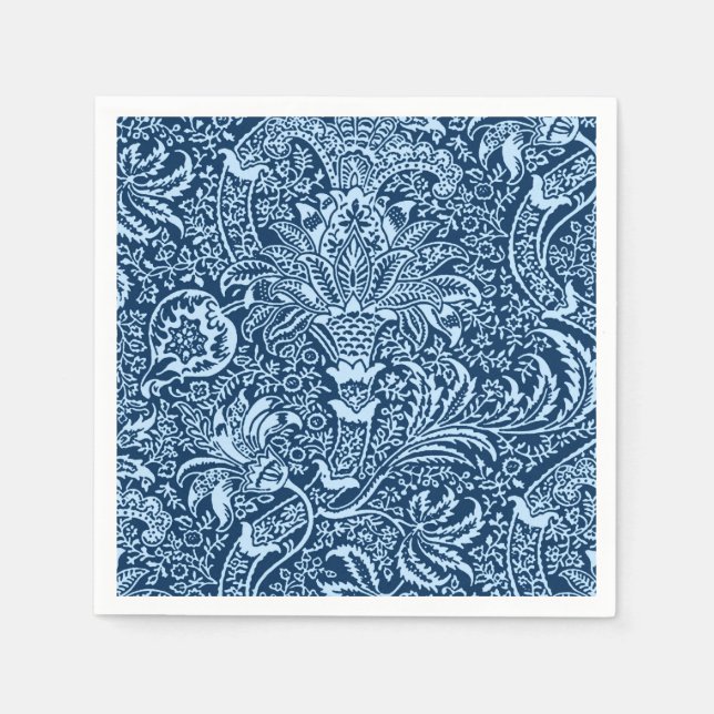 William Morris Indian, Dark Indigo and Sky Blue Napkin (Front)