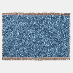 William Morris Indian, Dark Indigo and Sky Blue Throw Blanket
