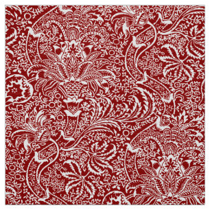 William Morris Indian, Dark Red and White  Fabric