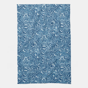 William Morris Indian, Indigo Blue and White Tea Towel