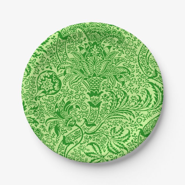 William Morris Indian, Lime and Kiwi Green Paper Plate (Front)