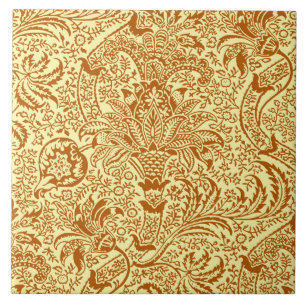 William Morris Indian, Mustard Yellow and Gold Ceramic Tile