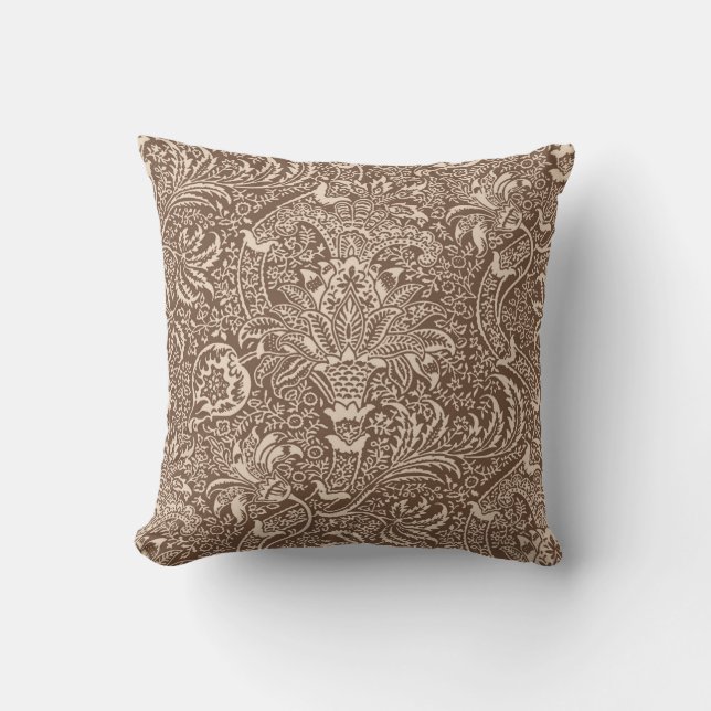 William Morris Indian, Taupe Tan and Beige Cushion (Front)