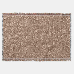 William Morris Indian, Taupe Tan and Beige Throw Blanket