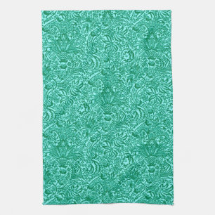 William Morris Indian, Turquoise and Light Aqua Tea Towel