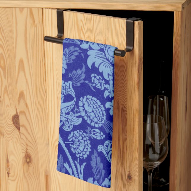 William Morris - Indigo Blue Wey Fabric Kitchen To Tea Towel (Thirds Fold)