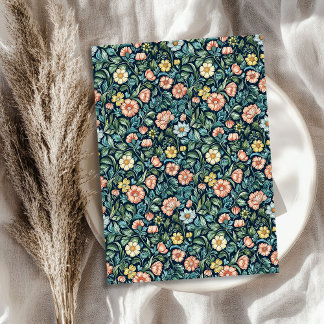 William Morris inspired blush pink yellow flowers Tissue Paper