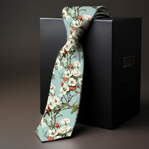 William Morris-Inspired Cherry Blossom Floral Tie