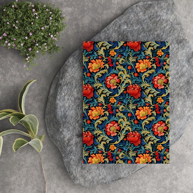 William Morris inspired colourful vibrant flowers  Tissue Paper (William Morris inspired colorful vibrant flowers Tissue Paper)