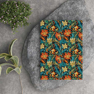 William Morris inspired copper pastel blue yellow Tissue Paper