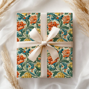 William Morris inspired copper pastel green yellow Wrapping Paper