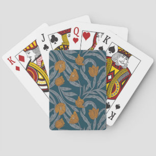 William Morris Inspired Dark Floral Pattern Playing Cards