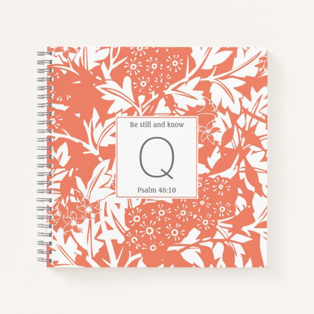 William Morris inspired floral monogram Notebook (Front)