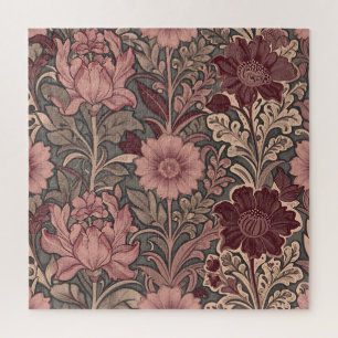 William Morris Inspired Floral Pattern Jigsaw Puzzle