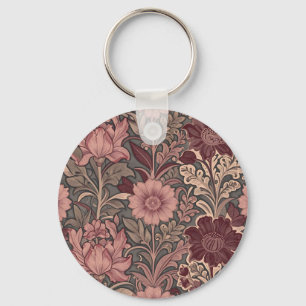 William Morris Inspired Floral Pattern Key Ring