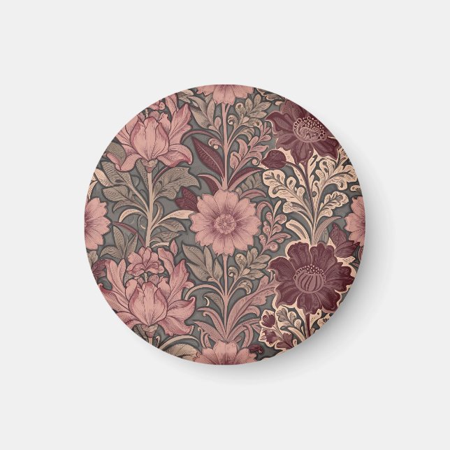 William Morris Inspired Floral Pattern Magnet (Front)