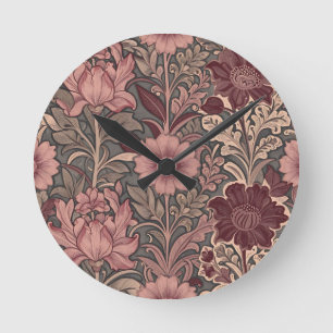 William Morris Inspired Floral Pattern Round Clock