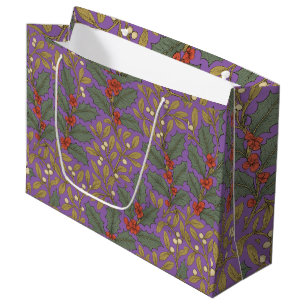 William Morris Inspired Holly & Mistletoe Large Gift Bag