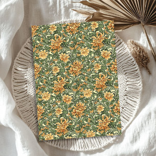 William Morris inspired orange pastel green floral Tissue Paper