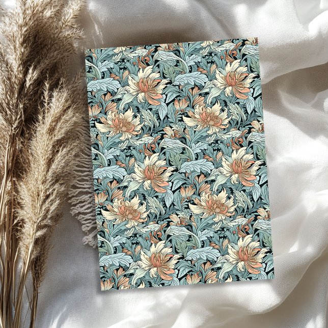 William Morris inspired pastel blue ivory peach Tissue Paper (William Morris inspired pastel blue ivory peach Tissue Paper)