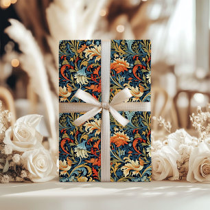 William Morris inspired pastel copper ivory flower Wrapping Paper