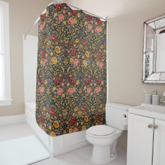 William Morris Inspired Pattern Colorful Flowers Shower Curtain