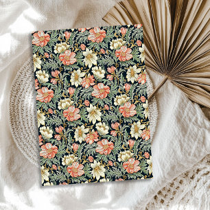 William Morris inspired peach cream flowers sage Tissue Paper