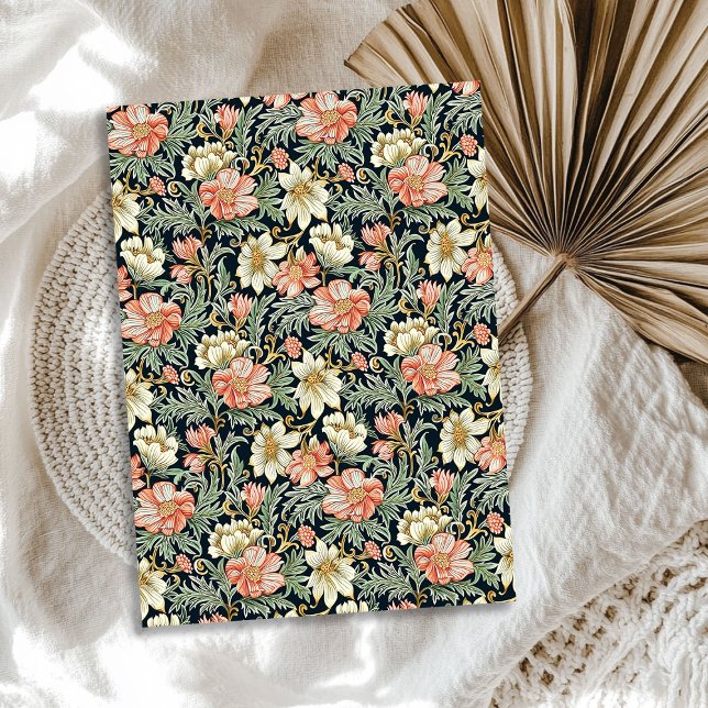 William Morris inspired peach cream flowers sage Tissue Paper (William Morris inspired peach cream flowers sage Tissue Paper)