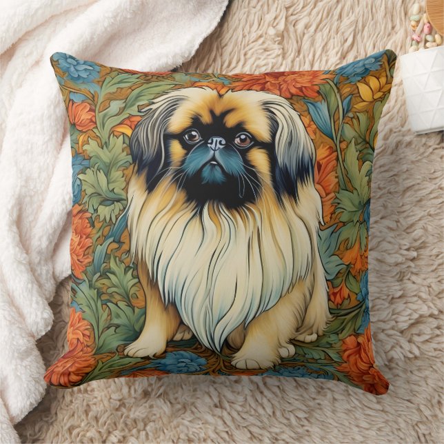 William Morris Inspired Pekingese Pillow  (Blanket)